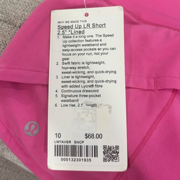 NWT Lululemon Speed Up Low Rise Shorts 2.5" Size 10 In Sonic Pink - Picture 5 of 8